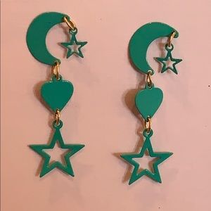 Star, moon and heart dangle earrings